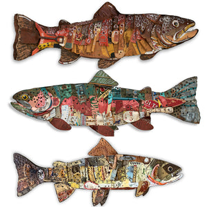 thumbnail for TROPHY FISH (BROWN TROUT) original mixed media wall sculpture