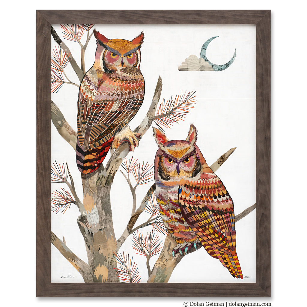 Original handmade framed hotsell owl print