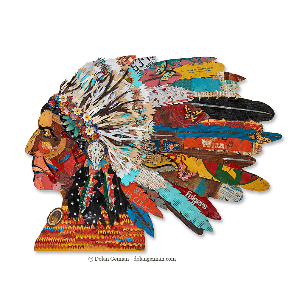 CUSTOM NATIVE AMERICAN PORTRAITS original paper collage | Dolan Geiman