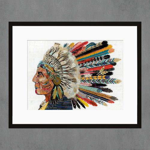 Native American and headdress feather art print