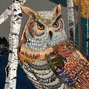 thumbnail for CUSTOM FOX AND OWL DIPTYCH  original paper collage