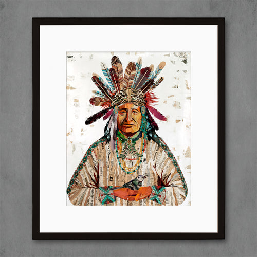 Dolan Geiman Native American art print with feathers and bird
