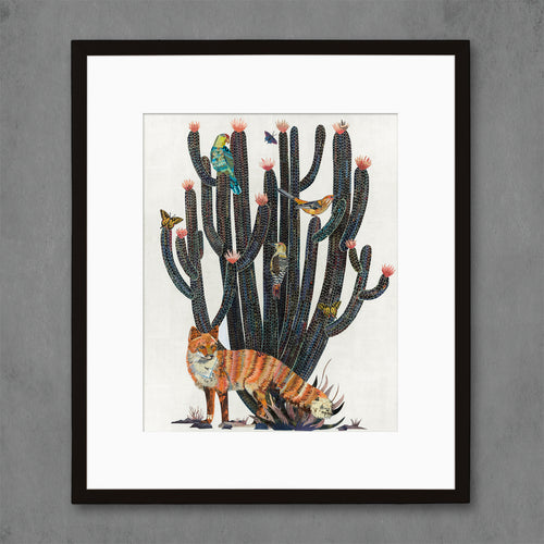 desert wall art with fox and birds | 16 x 20 collage print by Dolan Geiman 
