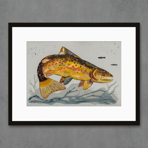 Father's Day gift for the outdoorsman art for him | brown trout art print