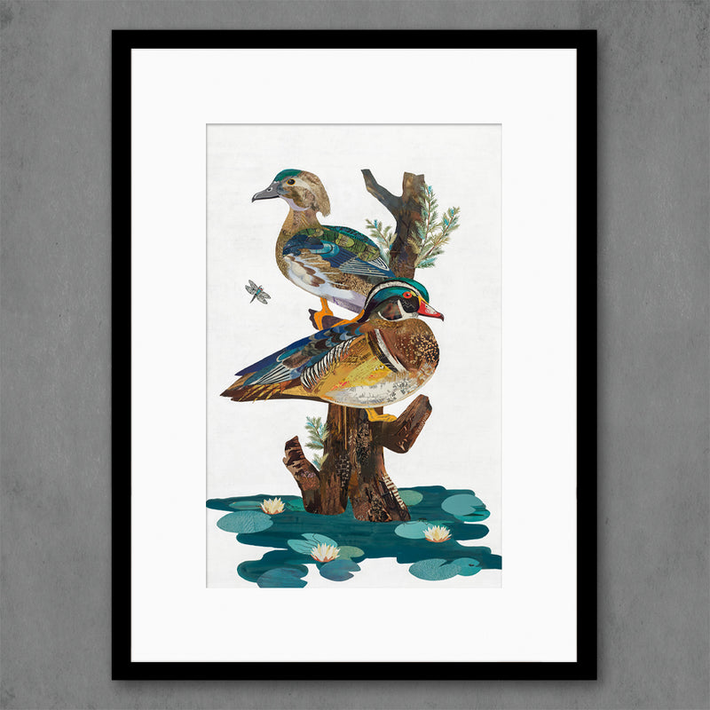 coastal wall decor and perfect art for the cabin features pair of ducks on tree stump
