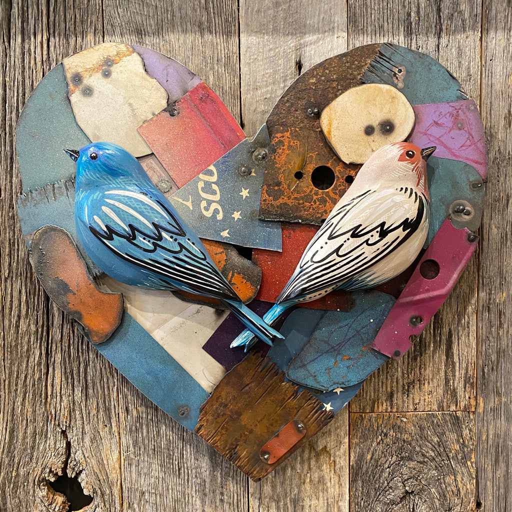 CUSTOM ORDER LOVEBIRDS original mixed media wall art | Dolan Geiman