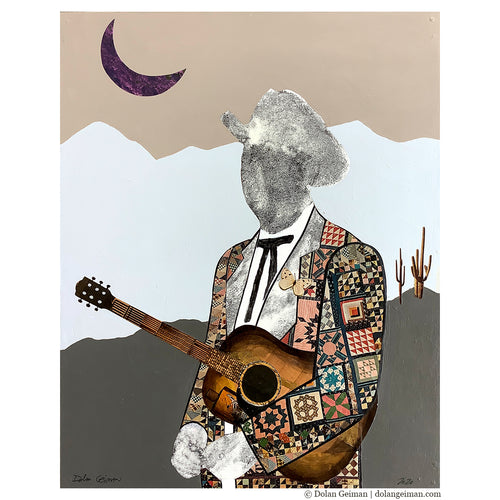 QUILTED WRANGLER (COWBOY) (small work) original paper collage