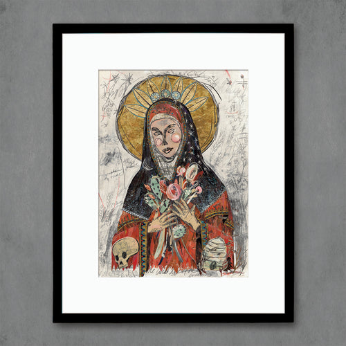 contemporary collage art print rendition of Mary