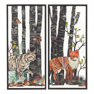 thumbnail for MIDNIGHT FOREST FOX Canvas Art Print with Float Frame
