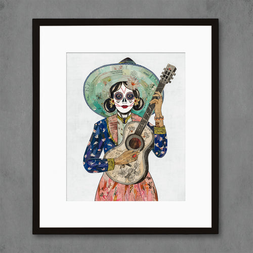 cowgirl skeleton guitarist | Mexican day of the dead art print
