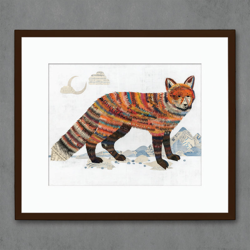 RED FOX WITH MOUNTAINS limited edition paper print
