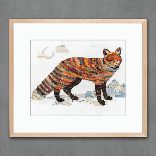 RED FOX WITH MOUNTAINS limited edition paper print