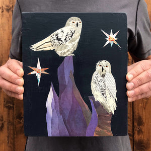 thumbnail for OWLS IN STARRY NIGHT (small work) original paper collage