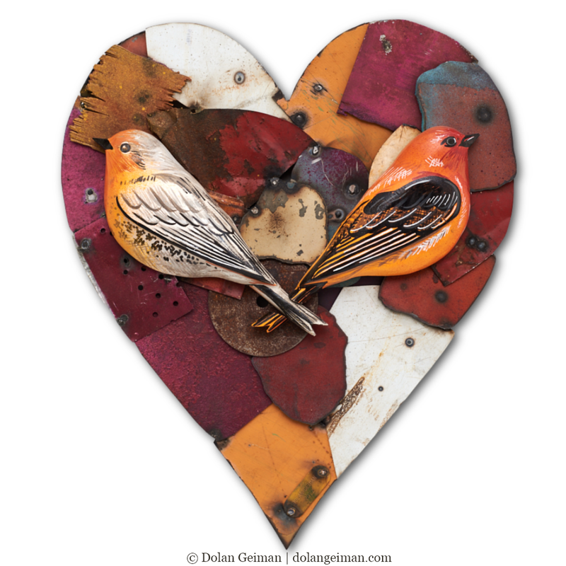 main image for CUSTOM ORDER LOVEBIRDS original mixed media wall art