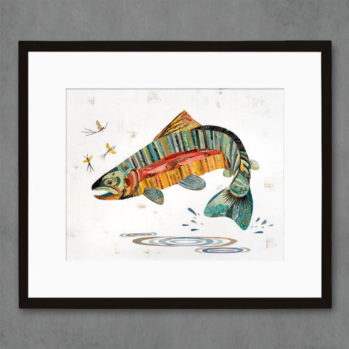 colorful rainbow trout print for cabin or playroom