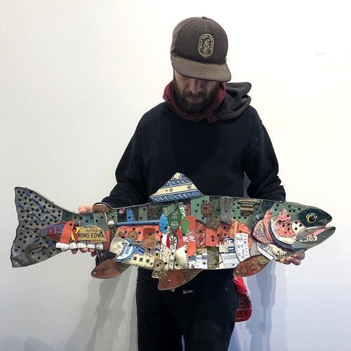 TROPHY FISH (RAINBOW TROUT) original mixed media wall sculpture