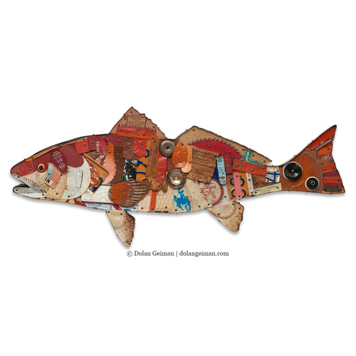 TROPHY FISH (REDFISH) original mixed media wall sculpture