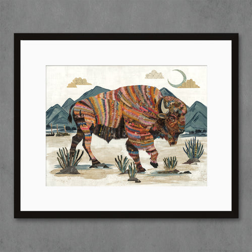 bison/buffalo wall art print | a hand-signed, limited-edition giclee reproduction of the original Dolan Geiman collage