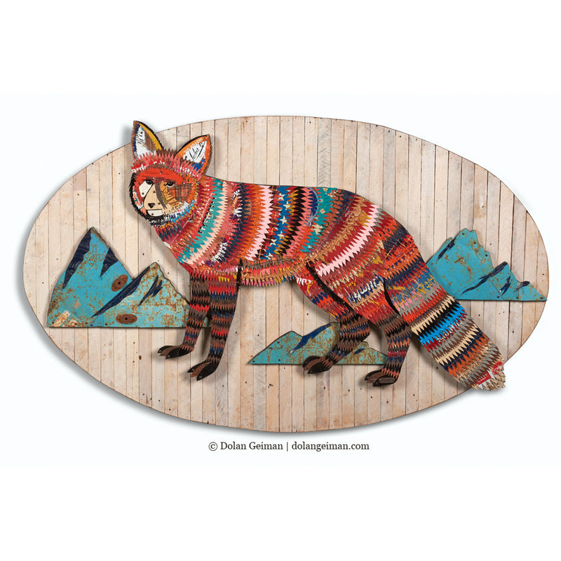 main image for RED FOX WITH MOUNTAINS original metal wall sculpture