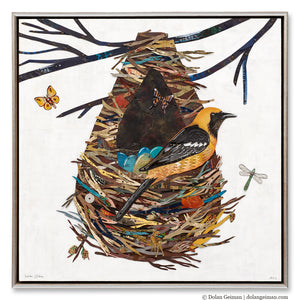 thumbnail for CUSTOM ORIOLE IN NEST original metal wall sculpture