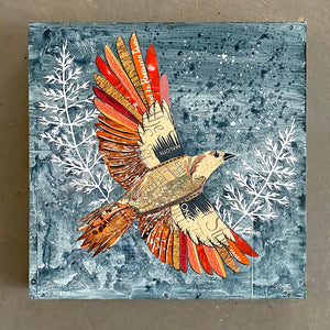 thumbnail for SNOWBIRD IN FLIGHT (small work) original paper collage
