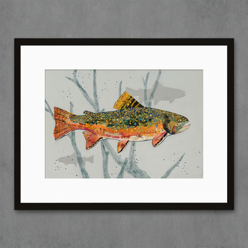 1 of 4 trout prints in set celebrating the streams of Colorado: the speckled brook trout | gift for the fly fisherman