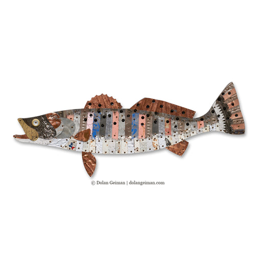 TROPHY FISH (SPECKLED TROUT) original mixed media wall sculpture