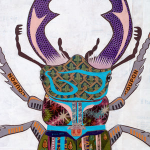 thumbnail for STAG BEETLE (small work) original paper collage