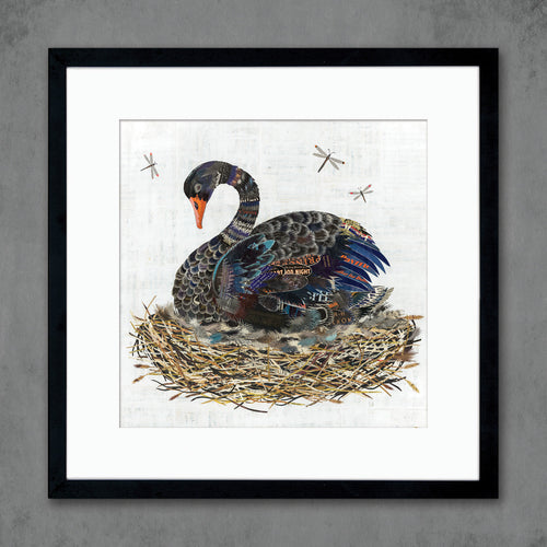 black swan art print by collage artist Dolan Geiman