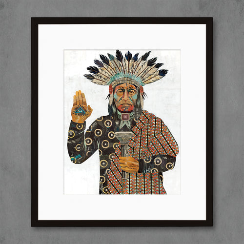 Native American fine art print rich in symbolism and geometric pattern