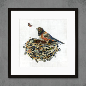 thumbnail for TOWHEE IN NEST limited edition paper print