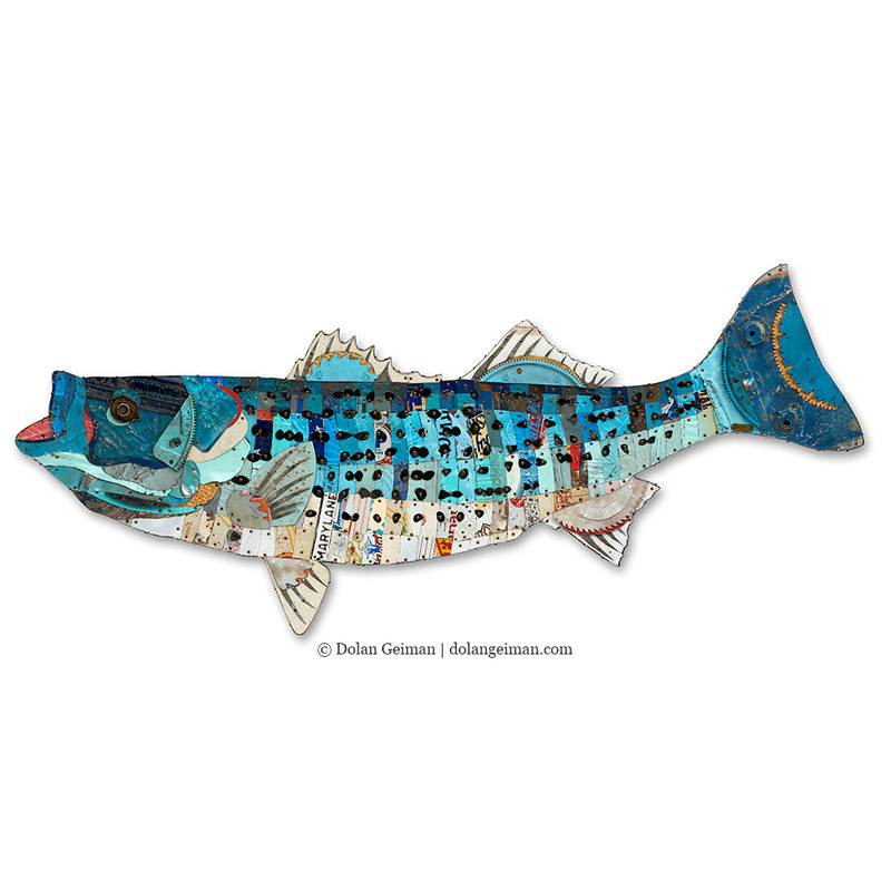 main image for TROPHY FISH (STRIPED BASS) original metal wall sculpture