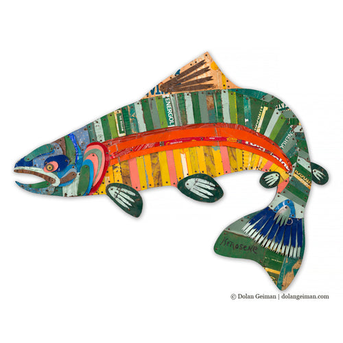 RAINBOW AND BROWN TROUT original metal wall sculpture
