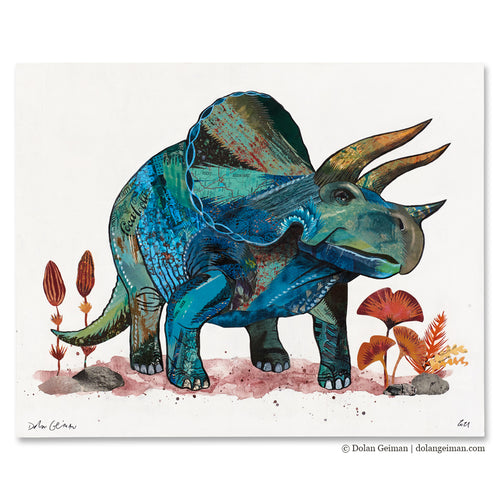 TRICERATOPS (small work) original paper collage