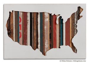 thumbnail for AMERICAN SOUVENIR USA SILHOUETTE original mixed media wall art
